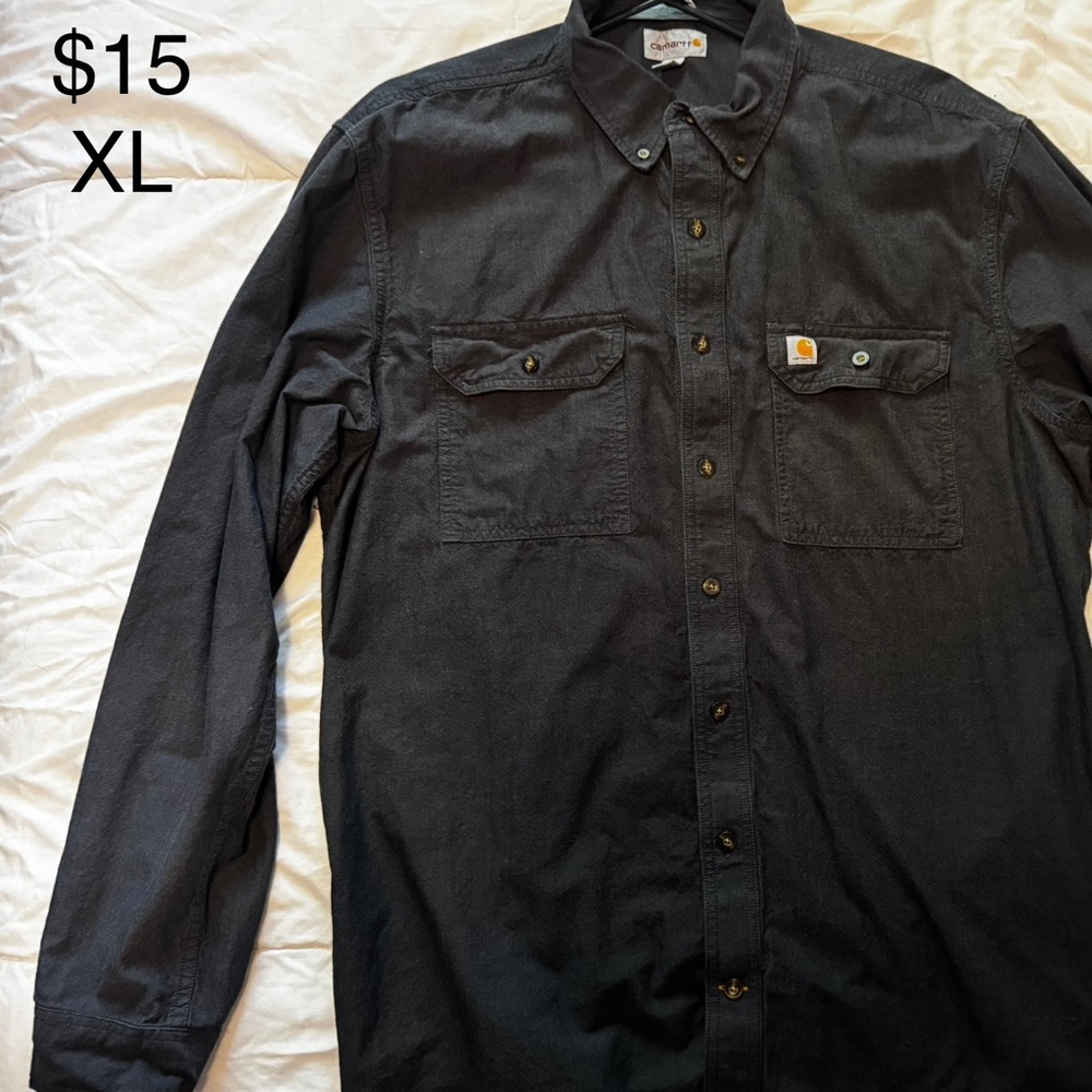 Carhartt Men's Dark Gray Casual Button-Down Shirt